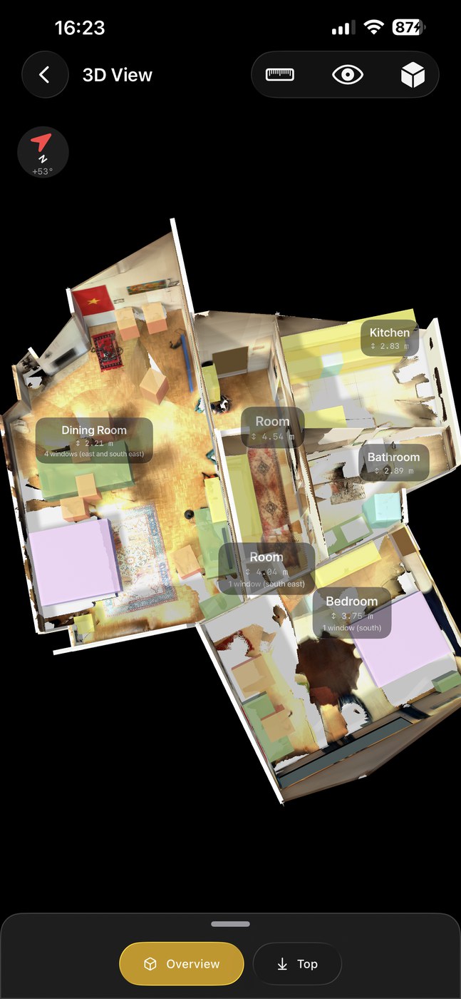 FloorLens 3D dollhouse scan of an apartment